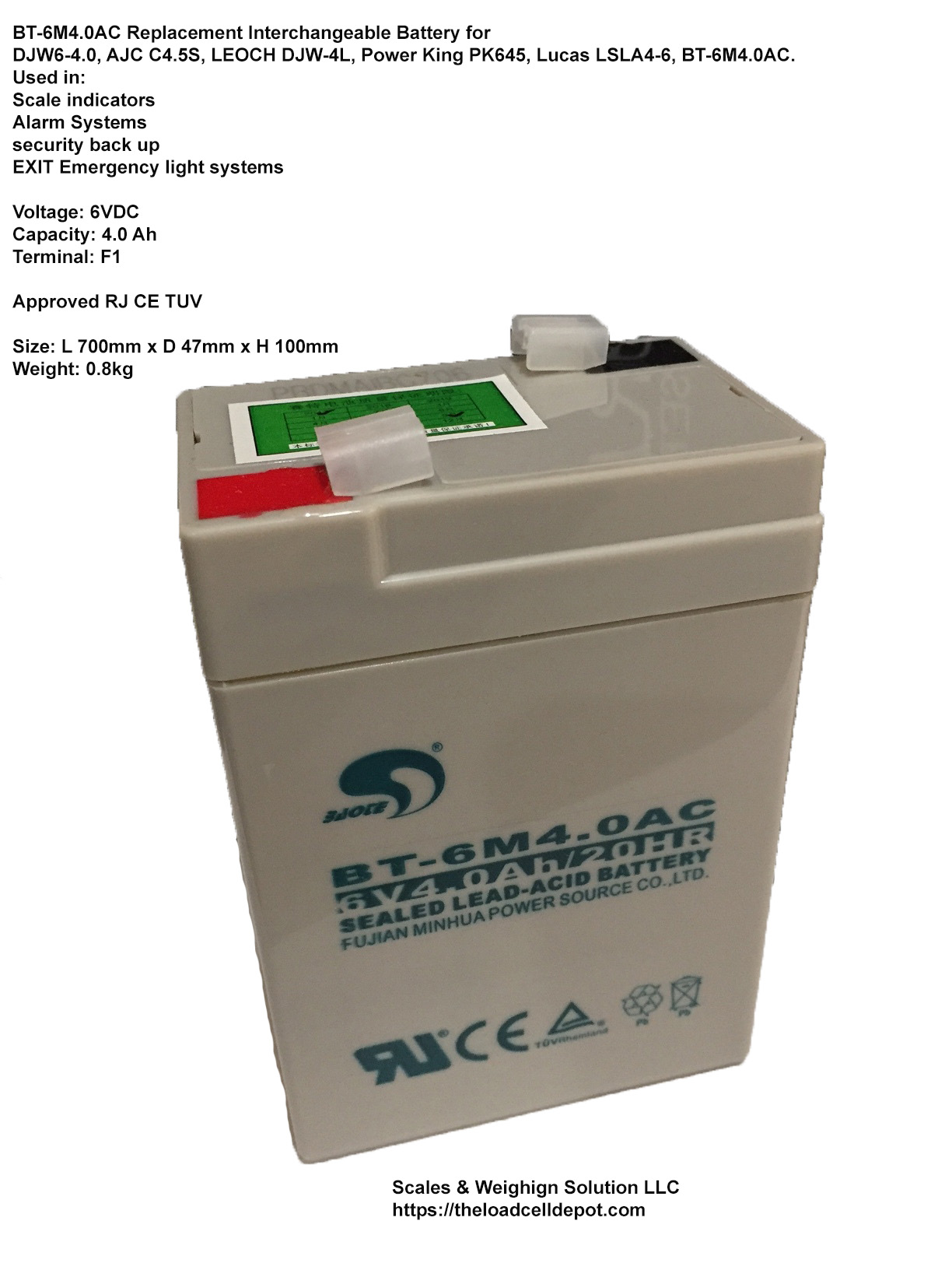 BT-6M4AC Dorset Battery DJW6-4.0 AH
